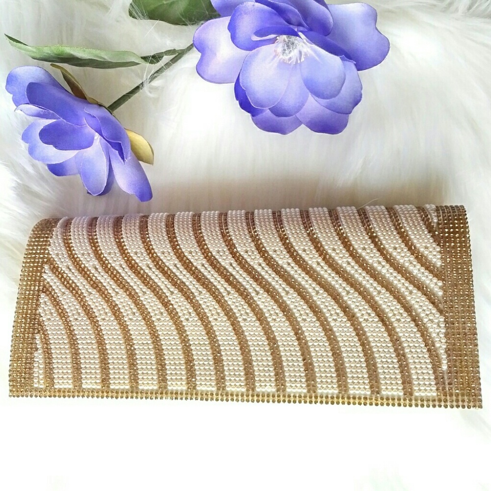 Sophia Collection Gold Stone & Pearl Clutch Bag - Picture 1 of 8